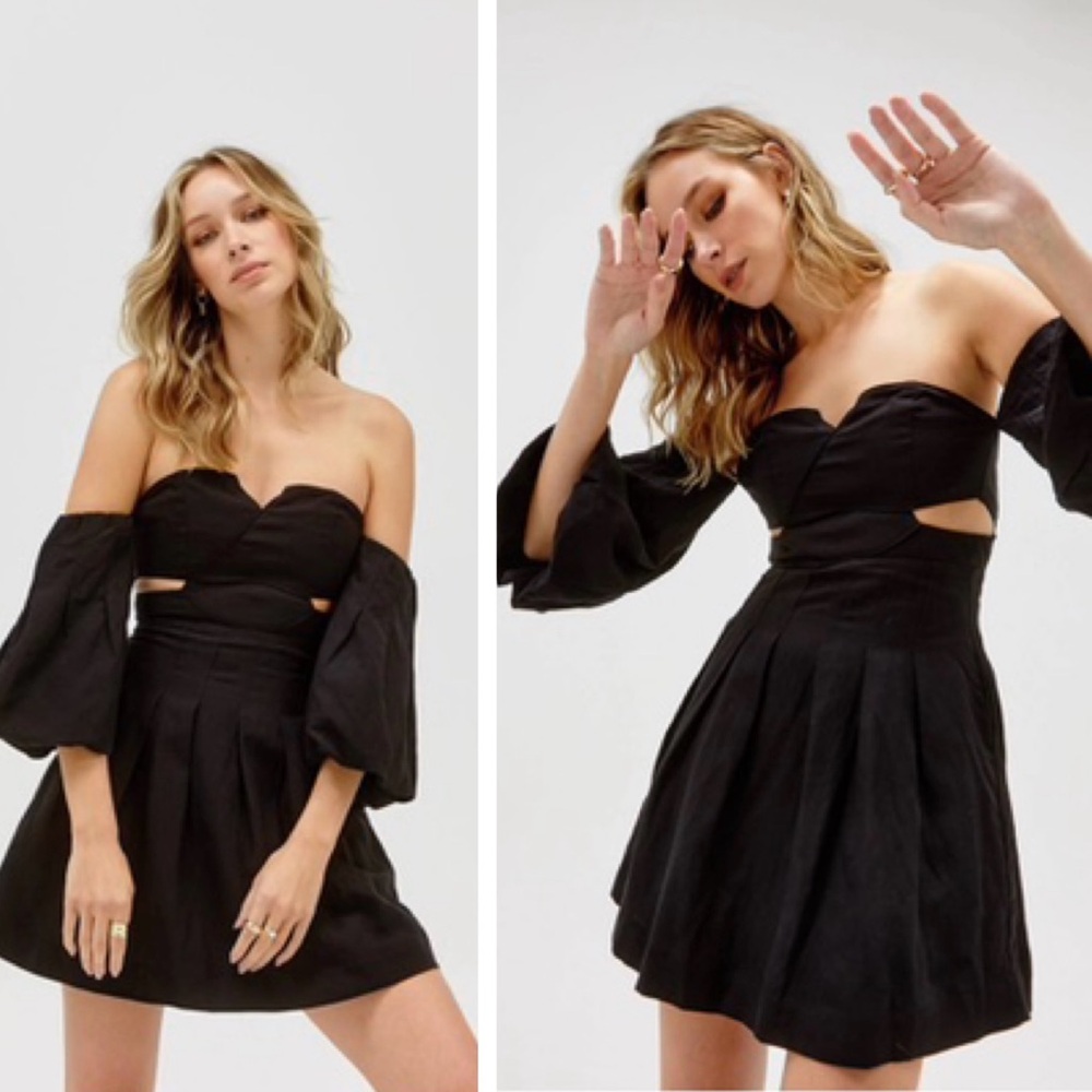 Chic Black Strapless Dress with Cut-Out Details